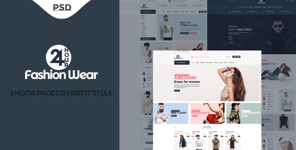 24 Hour Fashion Wear eCommerce PSD Template by 24webgroup