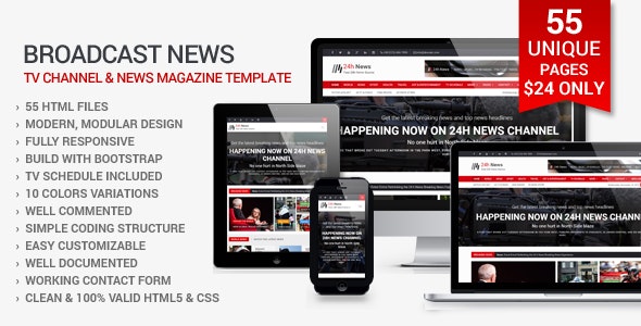 24h News I Magazine HTML Template by Via-Theme