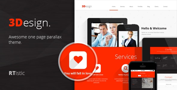 3Design - Awesome One Page Parallax Theme by RTistic