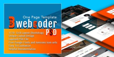 3webcoder - One Page PSD Template by premiumthemebd
