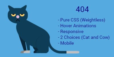 404 Error Pages - Pure CSS Animated Cat and Cow by anuragitanejo