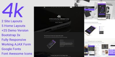 4k - Multipurpose One Page App Landing Page HTML by bierx_87