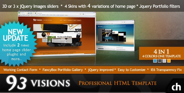 93VISIONS - 4 in 1 Modern & Professional HTML Template by WebMonarchyStudio