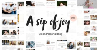 A Sip of Joy - Clean Blog PSD Template by psdbuddy