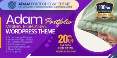 ADAM - Minimal Responsive Portfolio WordPress Theme by CXWebExperts