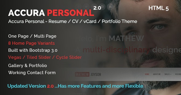 Accura Personal - Resume CV vCard Portfolio Theme by AccuraThemes