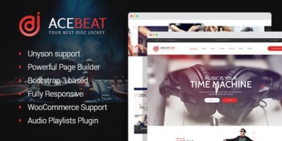 AceBeat - DJ Personal Page WordPress Theme by themeslucky