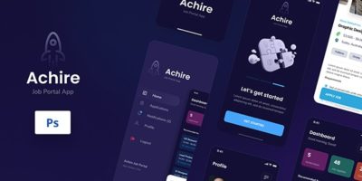 Achire - Job Portal iOS App Design UI PSD Template by peterdraw