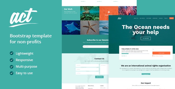 Act - Multipurpose Nonprofit Bootstrap Template by _land