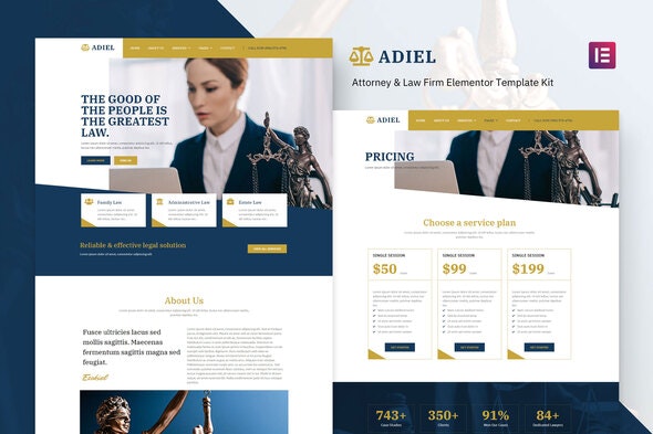Adiel - Attorney & Law Firm Elementor Template Kit by doodlia