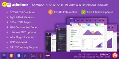 Adminor - Clean & Modern Responsive Bootstrap4 Admin Dashboard HTML5 Template by SPRUKO