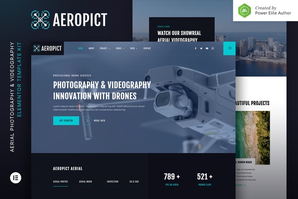 Aeropict – Drone Aerial Photography & Videography Elementor Template Kit by jegtheme