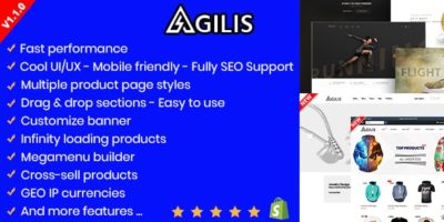 Agilis - Responsive Shopify Sections Theme - Google Pagespeed 99/100 - Cross-Sell - Full SEO Support by boostheme