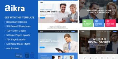 Aikra - Responsive Multipurpose Html5 Website Template by codelayers