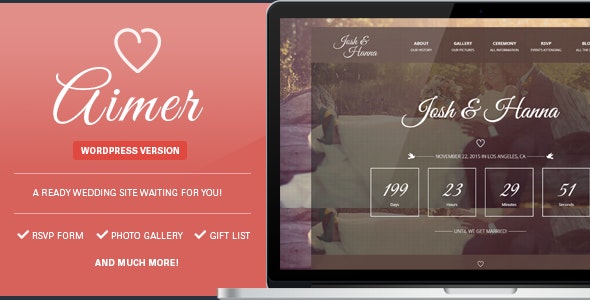 Aimer - Wedding WordPress Theme For Lovers by 3jon