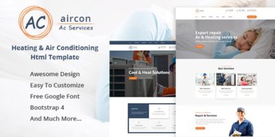 Aircon - Air Conditioning & Heating Bootstrap 4 Template by DevItems