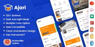 Ajari - E-learning Mobile App Template ( Framework 7 + PWA ) by DexignZone