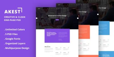 Akest - Creative & Clean One-Page PSD by enFusionThemes