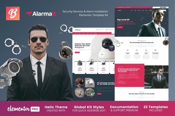 Alarmax - Security Services & Alarm Installation Elementor Template Kit by BimberOnline