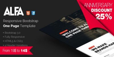 Alfa - Responsive Bootstrap One Page Template by ShindiriStudio