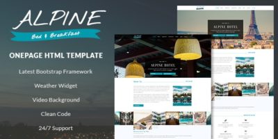 Alpine - Bed and Breakfast One Page Template by GomalThemes