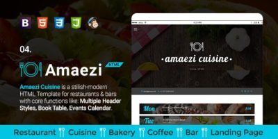 Amaezi - Responsive Restaurant HTML Template by ThemeSLR