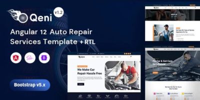 Angular 12 Auto Repair Services Template - Qeni by HiBootstrap