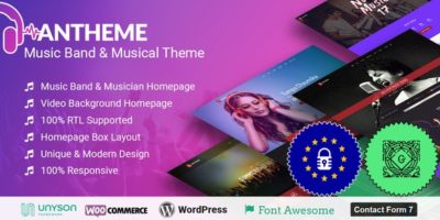 Anthem - Music Band Artist & Musical Event WordPress Theme by codexcoder