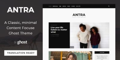 Antra - Minimal Content Focused Ghost Blog Theme by GBJsolution