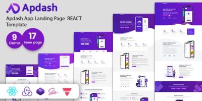 Apdash - App Landing Page React Template by ThemeTags