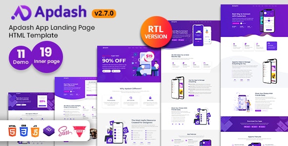 Apdash - App Landing Page Template by ThemeTags