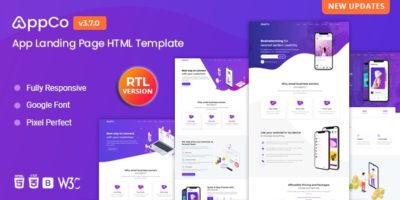 AppCo - App Landing Page Template by ThemeTags
