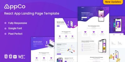 AppCo - React App Landing page Template by ThemeTags