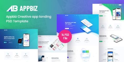 Appbiz- Creative app landing PSD Template by the_iconic