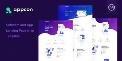 Appcon - Software and App Landing Page HTML5 Template by Theme_Pure
