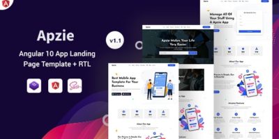 Apzie - Angular 10+ App Landing Page Template by HiBootstrap