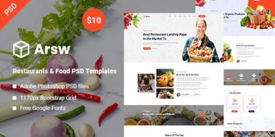 Arsw - Restaurants & Food PSD Templates by webcodegen