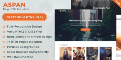 Aspan - Personal Blog HTML Template by U-Touchdesign