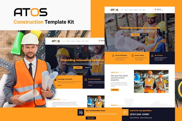 Atos - Construction Elementor Template Kit by TemeGUM