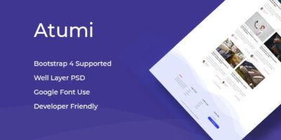 Atumi - Minimal Blog PSD Template by Themomarket