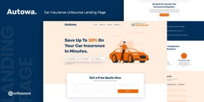 Autowa — Car Insurance Unbounce Landing Page Template by thememor