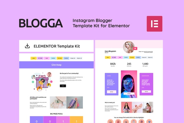 BLOGGA - Instagram Blogger Elementor Template Kit by RoyVelvet