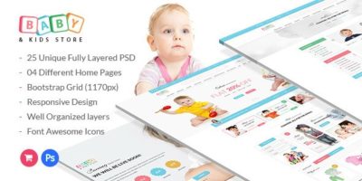Baby & Kids Store eCommerce PSD Template by webstrot