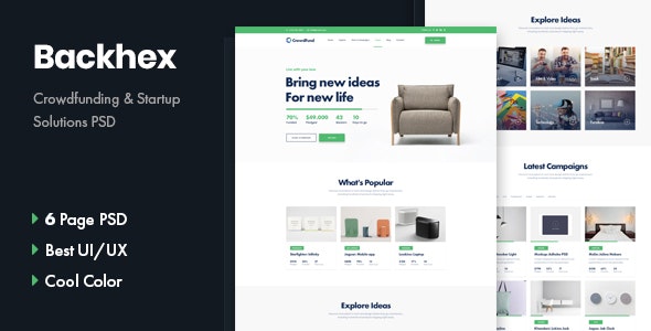 Backhex - Startup & Crowdfunding PSD Template by XpressRow
