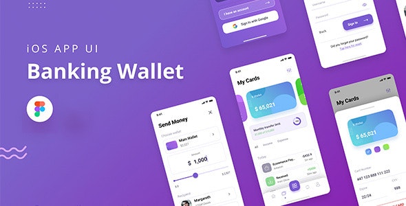 Banking Wallet iOS App UI Figma Template by peterdraw