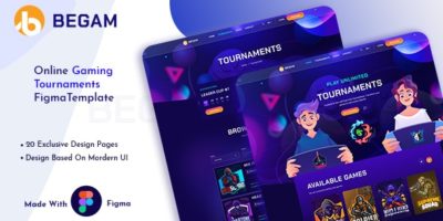 Begam - Online Gaming Tournaments Figma Template by UIAXIS