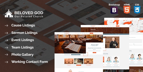 Beloved God Church and Events Html Template by webmarce