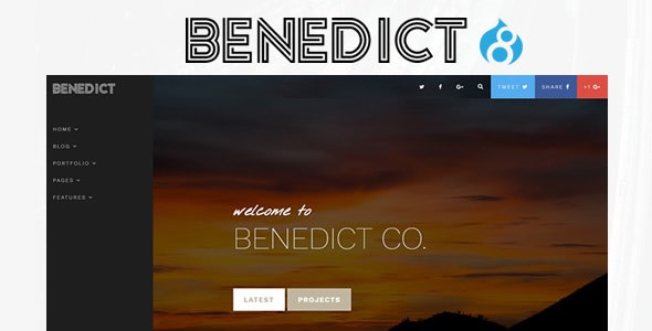 Benedict - Creative Side Navigation Blog/Portfolio Drupal Theme by drupalet