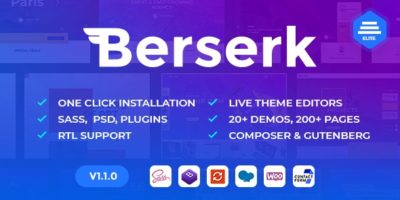 Berserk - Business Portfolio Blog Corporate eCommerce Shop WordPress theme by NikaDevs