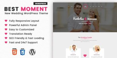 Best Moments - Modern Wedding WordPress Theme by 3jon